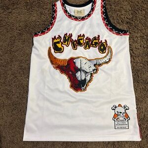 BRAND X CHICAGO BULLS IN FLAMES Michael Jordan BASKETBALL JERSEY Size XS